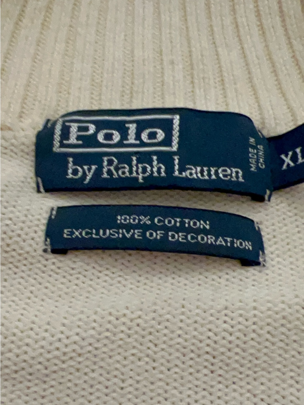 Ralph Lauren Cream Half-Zip Men’s Sweater with Polo Pony - Picture 5 of 5
